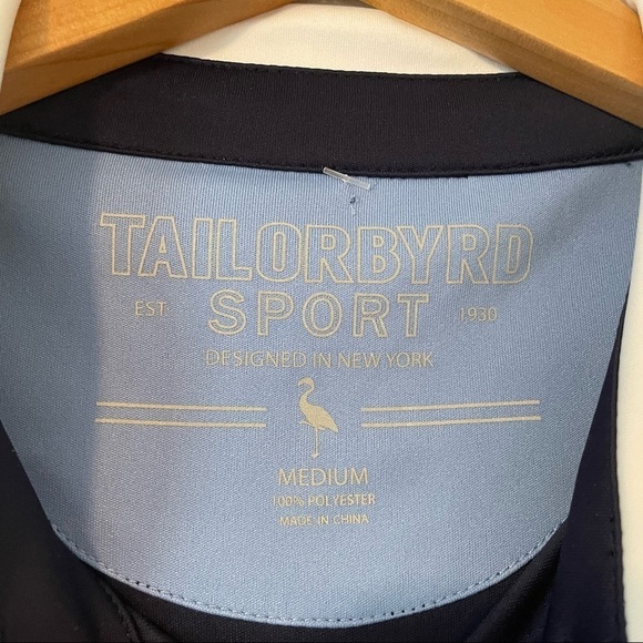 Tailorbyrd Sport Blue Geometric Golf Polo Short Sleeve Performance Shirt Size M - Picture 4 of 6